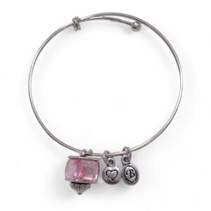 BRIGHTON Pink Crystal Cube Expandable Wire Charm Bangle Bracelet